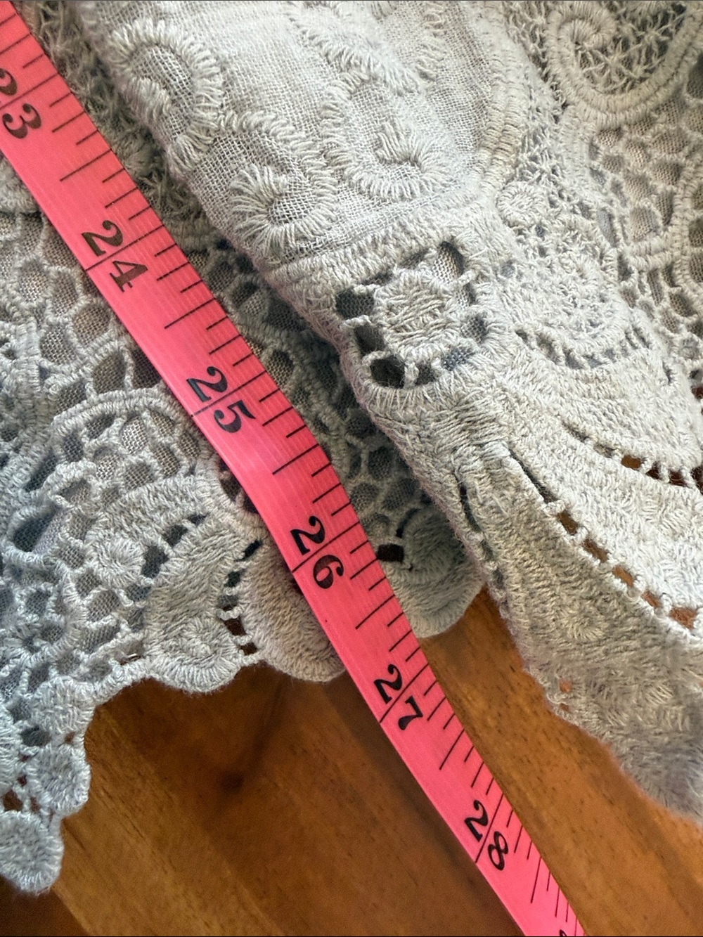 Saks Fifth Avenue Light Gray Lace-Trim Smocked Peasant Tunic - Picture 8 of 13